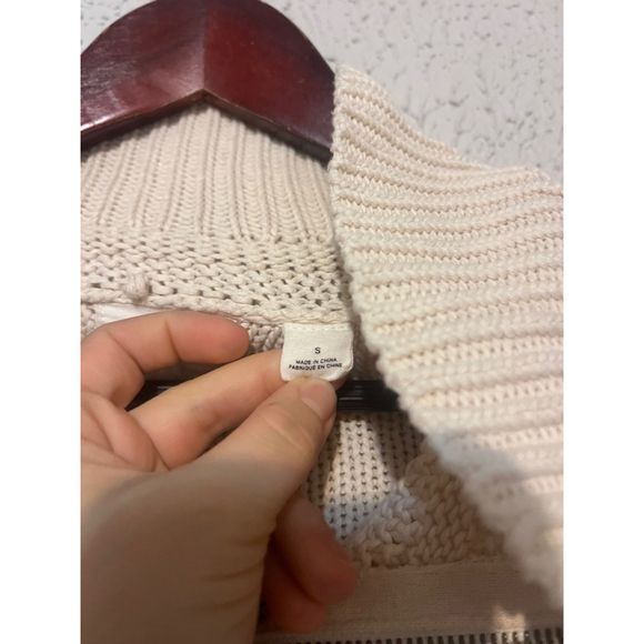 Sleeping On Snow Anthropologie Wool Alpaca Cotton Knit Ivory Zip Cardigan Small - Picture 3 of 8